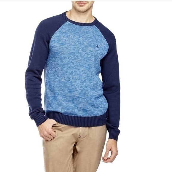Original Penguin ColorBlock Raglan Blue Sweater XL - Picture 1 of 8
